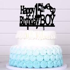 So obviously baking a good birthday cake for your boy will make him feel happy. Happy 15th Birthday Cake Topper Boy Boy Game Cake Topper Balck Happy Birthday Cake Topper For Boys Amazon Com Grocery Gourmet Food