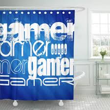 Yusdecor Cool Gamer Royal Blue Cute Pattern Teen White Bathroom Decor Bath Shower Curtain 60x72 Inch Walmart Canada