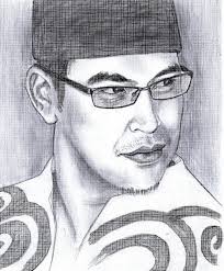 Konsep dari karikatur wajah lucu ini adalah membawa obor dan topeng. Sketsa Wajah Radea