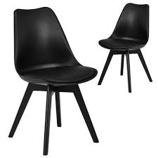 Pu leather dinning chairs with oak legs high back,black/brown dining room modern. Temple Webster Black Nova Beech Faux Leather Dining Chairs Reviews
