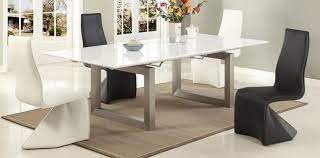 White High Gloss Extendable Dining Table Modern Dinner Table Set Extendable Dining Table Modern Dinner Table