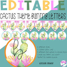 This custom office stamp is perfect for a home office, a teacher, or your own personal notes. Editable Cactus Theme Letter Bunting Teacha