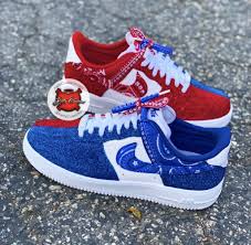 Custom Nike Sneakers Katty Customs Red Bandana Shoes Nike Air Shoes Hype Shoes