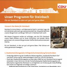 Auch damit heben sich cdu und csu nun von ihren konkurrenten ab. Unser Wahlprogramm Fur Steinbach
