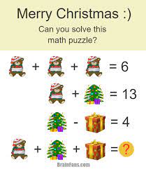 Christmas puzzles for adults online. Brain Teaser Number And Math Puzzle Christmas Math Puzzle For Genius Can You Solve This Math Puzz Maths Puzzles Christmas Math Math Puzzles Brain Teasers