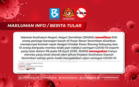 Jabatan kesihatan negeri, negeri sembilan. Bernama Covid 19 Senarai Berita Palsu Tular Setakat 6 Petang 1 Mei Kkmm