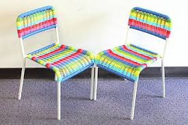 2 Fargglad Multi Colored Children S Chairs Ikea Woven Plastic Vinyl Strips Childrens Chairs Ikea Patio Chair