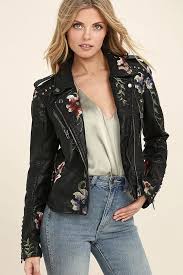 Blank Nyc Black Embroidered Vegan Leather Moto Jacket Vegan Leather Moto Jacket Leather Jacket Girl Vegan Leather Jacket