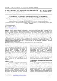 Pdf Challenges Of Assessment Of Students With Special Learning Needs