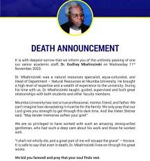 Announcing a death to staff in an office can be a challenge as you want to be professional and respectful. Death Announcement Eizooba Amakuru Ga Bunyoro Facebook