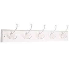 Liberty 27 In White And Satin Nickel Tri Hook Rack 129848 The Home Depot Liberty Hardware Hook Rack Coat And Hat Rack