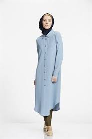 Nihan Tesettur Tunik Acik Mavi Tunik Moda Moda Stilleri