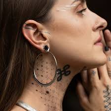 Ear Plug Plug Earrings Near Me Black Bar Bell Round Faux Ear Plug Earrings  Surgical Steel