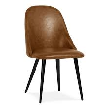 Sawyer Swoop Back Dining Chair Faux Leather Upholstered Vintage Tan Faux Leather Chair Brown Leather Chairs Dining Chairs
