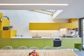 Slab cabinet doors immediately identify a set of cabinets as being modern. 30 Beautiful Yellow Kitchen Ideas
