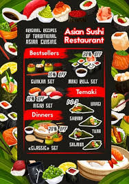 This deal is valid one time welcome to our k9 cuisine coupons page, explore the latest verified k9cuisine.com discounts and. Sushi Bar And Japanese Restaurant Vector Menu With Discount Offer Of Temaki Nigiri And Gunkan Set Philadelphia California And Maki Rolls With Salmon Fish Rice And Seafood Asian Cuisine Design Ù…ÙˆÙ‚Ø¹ ØªØµÙ…ÙŠÙ…ÙŠ