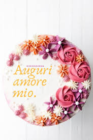 Auguri Amore Mio Torta Fiori Zucchero Perline Compleanno Onomastico Occasioni Torte Festa Perline