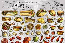 Mexican Food Cartoon Objects Set Food Cartoon Mexican Food Recipes Mexican