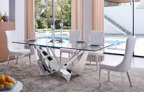 Inspired home camdyn dining table. Buy Esf 2061 Dining Table In Silver White Glass Top Online