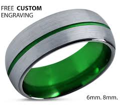 Mens Wedding Band Green Brushed Silver Wedding Ring Tungsten Etsy In 2020 Tungsten Wedding Bands Cool Wedding Rings Mens Wedding Rings