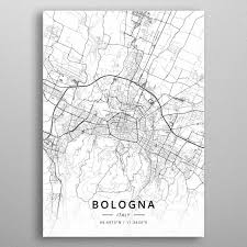 Bologna Italy Metal Poster Print Designer Map Art Displate Italy Poster Map Art Poster Prints