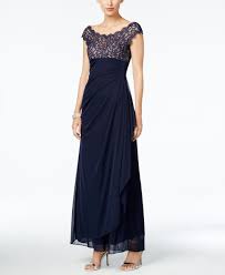 Xscape Petite Lace Illusion Faux Wrap Gown Dresses Women Macy S Petite Gowns Embroidered Gown Gowns Dresses