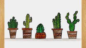It's easy to get it. How To Draw A Cactus I Cactus Tree With Pot Drawing Tutorial Youtube