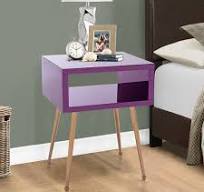 COOLMORE Mirror Bedside Table End Table Purple