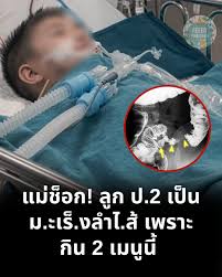 หัวอกแม่แทบขาด! เด็ก ป.2 ปวดท้องหนัก ตรวจพบม.ะเร็.งลำไ.ส้ หมอชี้ต้นเหตุจาก 2 เมนูโปรด