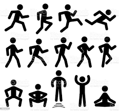 Vetores De Figuras De Pessoas Em Movimento Correndo Andando Saltando Icons Vector Preto E Mais Imagens De Icone De Computador Istock