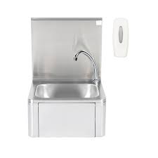 Lavabos Vasques Evier A Commande Au Genou Lave Mains Mural En Inox Avec Distributeur De Savon Com