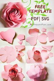 Free Template And Full Tutorial To Make Giant Rose For Backdrop Paper Flowers Diy Paper Flower Template Paper Rose Template