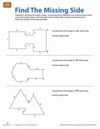 Find The Missing Side Worksheet Education Com Third Grade Math Third Grade Geometry Worksheets Third Grade Math Worksheets