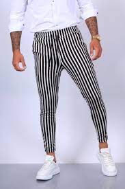 Pantalon rayure marinière en molleton brossé pour plus de douceur. Pantalon Homme Blanc A Rayures Noir 23920