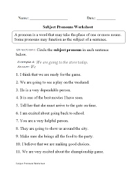 Pronouns Worksheets Pronoun Worksheets Pronoun Examples Subject And Predicate Worksheets