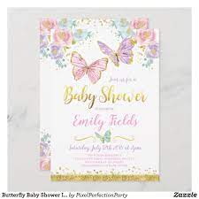 Butterfly Baby Shower Invitation Girl Baby Shower Zazzle Com In 2021 Butterfly Baby Shower Invitations Baby Shower Invitations Boho Baby Shower Invitations