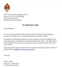 Sample Template No Objection Letter Template For Your Visa Application