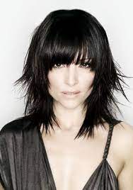 Medium choppy hairstyles with bangs. Dark Medium Choppy Fringe Style Coupe De Cheveux Coiffure Coupe Cheveux Mi Long