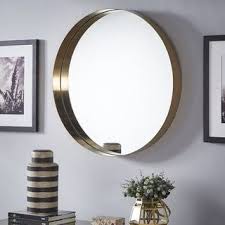 Black And Gold Round Wall Mirror Avery Gold Finish Frame Ledge Round Wall Mirror By Inspire Q Bold Round Wall Mirror Mirror Wall Living Room Mirror Wall