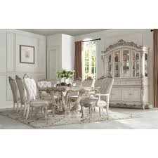Acme Furniture 67442 Gorsedd Dining Chair Cream Fabric Antique White Set Of 2 Dining Table Design Painted Dining Table Pedestal Dining Table