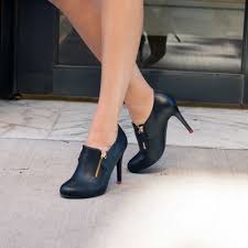 Black Leather Double Zip Loafer Bootie Work Heels Work Shoes Office Heels Office Shoes Work Outfit Office Outfit O Comfortable Heels Work Heels Heels
