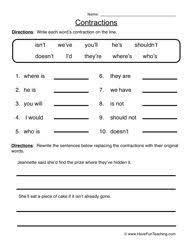 These worksheets are suitable for the 4th and 5th grades. Punctuation Worksheets Have Fun Teaching Contraction Worksheet Have Fun Teaching Grammar Worksheets