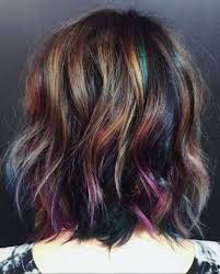 28 Crazy Fun Hair Color Ideas For Brunettes That Really Rock Your Hair Crazy Fun Hair Color Ideas For Bru Oil Slick Hair Color Oil Slick Hair Slick Hairstyles