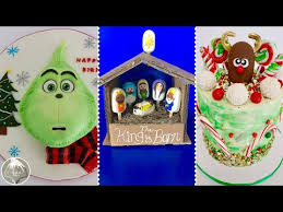 Learn how to make a santa face from a heart cake pan, a poinsettia and a yule log, as well as pinecones on an airbrushed design. Amazing Fun Christmas Holiday Cake Compilation Christmas Cake Decorating Youtube