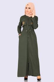 Modaselvim Ferace Nakis Detay Ferace 5082ay342 Haki Gomlek Elbise Moda Stilleri Manto
