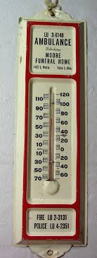 Here I Have An Older Metal Funeral Home Thermometer From Moore Funeral Home Tulsa 5 Oklahoma It Has C Advertising Thermometers Advertising Signs Thermometers