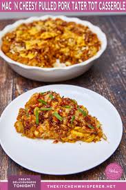 I think it's partly because casseroles nearly always involve cheese and who doesn't love cheese? Cheesy Tater Tot Pulled Pork Casserole With Herb Pretzel Crumble