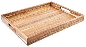 Buy top selling products like forest gate™ wheatland coffee table and hudson&canal™ athena coffee table. Acacia Wood Serving Tray With Handles 16 Inches Decorative Serving Trays Platter For Breakfast In Bed Lunch Dinner Appetizers Patio Ottoman Coffee Table Bbq Party Great For Lap Couch Buy Online