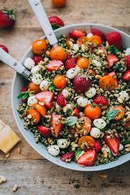 Strawberry Caprese Farro Salad A Beautiful Plate Recipe Farro Salad Healthy Recipes Salad Recipes