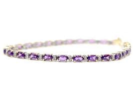 14k Yellow Gold Oval Amethyst And Diamond Tennis Bracelet Etsy Sparkly Bracelets Sterling Silver Bracelets Bracelets Gold Diamond